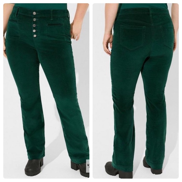 Torrid Slim Boot Corduroy High-Rise Pant Jeans Botanical Green Plus 16 Regular - Picture 1 of 11